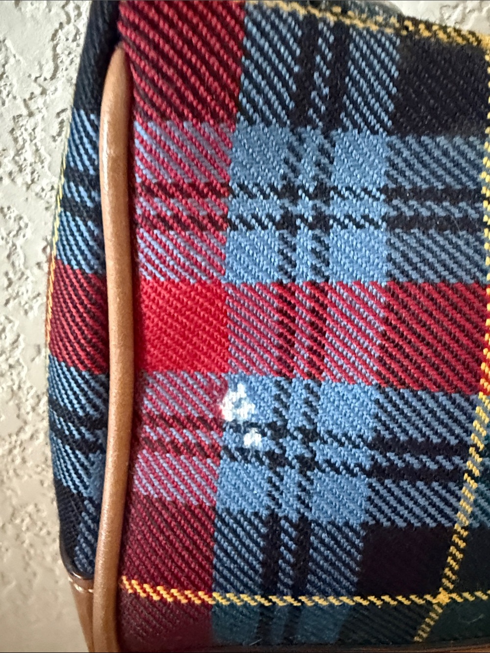 Coach Red & Blue Plaid Shoulder Bag with Tan Trim - Picture 3 of 11